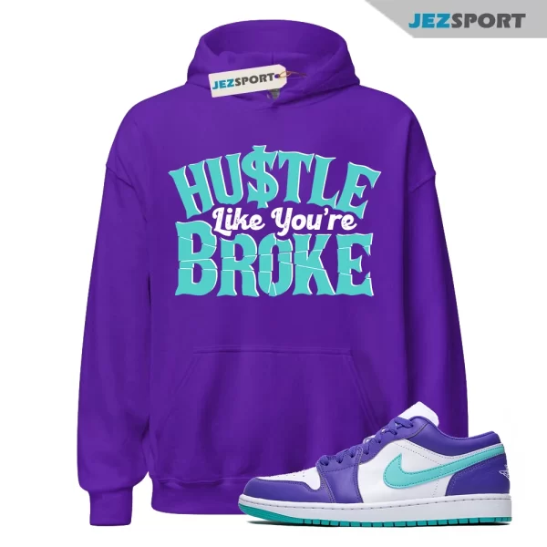 1 Psychic Purple Charlette Hornets Hyper Jade White Cone Low SE Hoodie Match BROKE, HJ9013-550 Matching Sneaker Hoodie