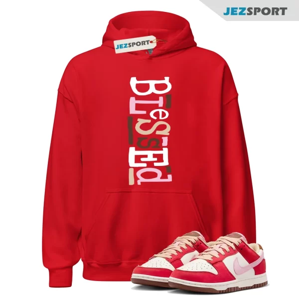 Dunk Bacon Low PRM Sport Red Sheen Sail Medium Brown White Hoodie Match B2, FB7910-600 Matching Sneaker Hoodie