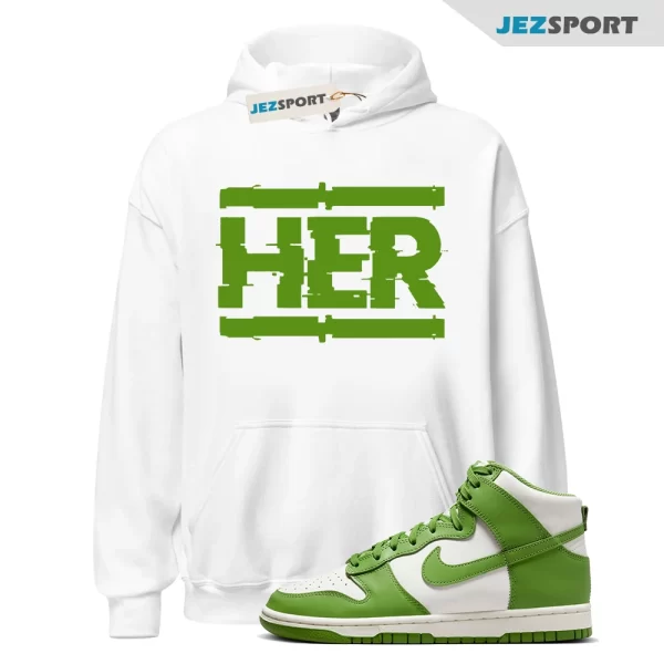 Dunk Chlorophyll Green Sail High Hoodie Match HER, DD1869-300 Matching Sneaker Hoodie