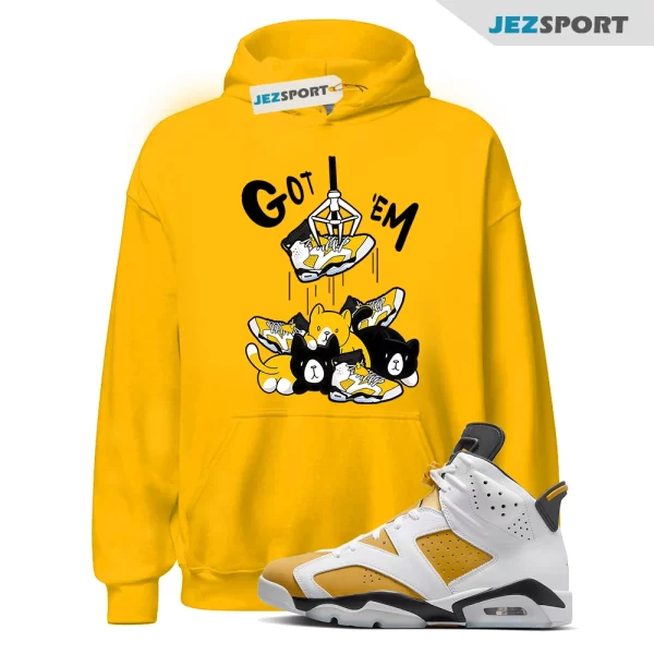 Treasure Hunter Sneaker Hoodie Casual Unisex Hoodie To Match 6s Yellow Ochre Streetwear, CT8529-170 Matching Sneaker Hoodie