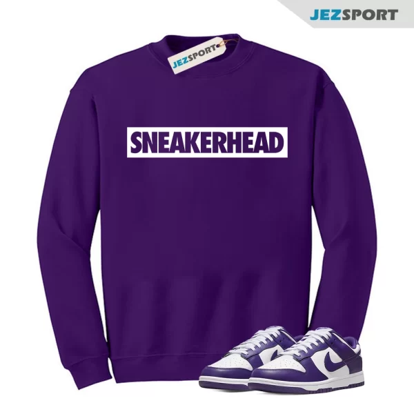 SNHD Dunk Low Championship Court Purple White Match Sweatshirt, DD1391-104 Matching Sneaker Sweatshirt