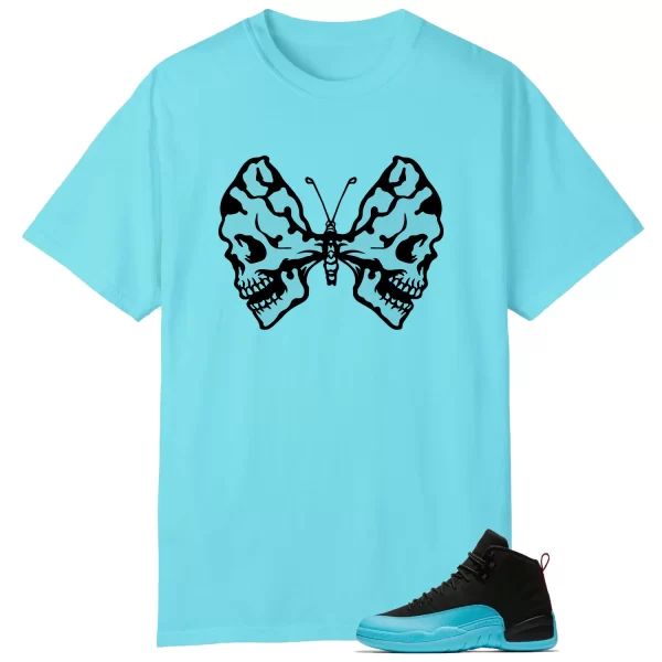 Butterfly Skulls Shirt for AIR JORDAN 12 GAMMA BLUE Fans 130690-027 Jezsport.com