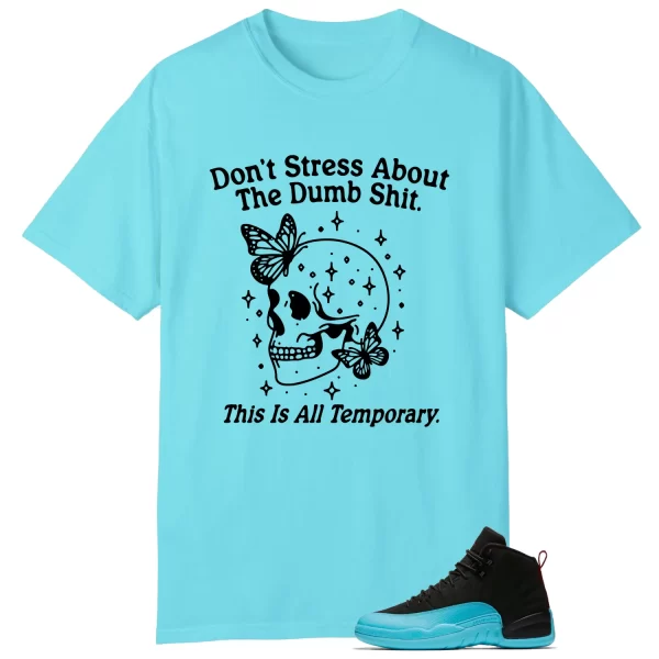 Style AIR JORDAN 12 GAMMA BLUE With This Don’t Stress TShirt 130690-027 Jezsport.com