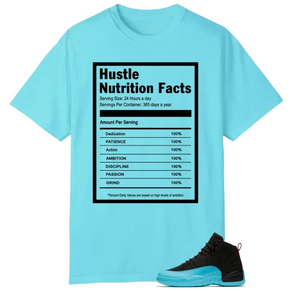 Hustle Facts: Motivational Graphic for AIR JORDAN 12 GAMMA BLUE 130690-027 Jezsport.com