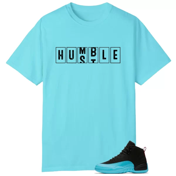 AIR JORDAN 12 GAMMA BLUE – Hustle Humble T-Shirt 130690-027 Jezsport.com