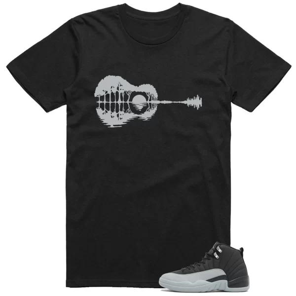 Guitar Shirt for Jordan 12 Retro Barons Black/Wolf Grey-White Sneaker CT8013-010 Jezsport.com