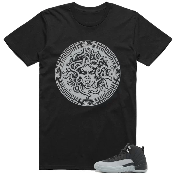 Medusa Tee for Jordan 12 Retro Barons Black/Wolf Grey-White Kicks CT8013-010 Jezsport.com