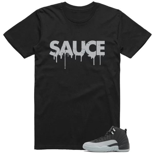 Sauce Tee to Match Your Jordan 12 Retro Barons Black/Wolf Grey-White CT8013-010 Jezsport.com