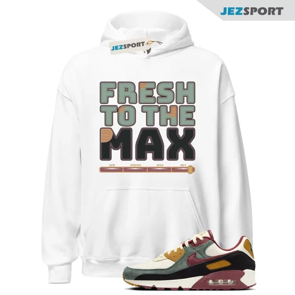 Fresh To The Max White Hoodie Matching Air Max 90 Coconut Milk Vintage Green, HQ3609-113 Matching Sneaker Hoodie