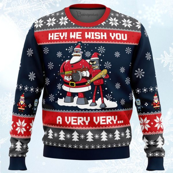 Hey! We Wish You a Futurama Ugly Christmas Sweater For Men & Women Christmas Gift Sweater Jezsport.com