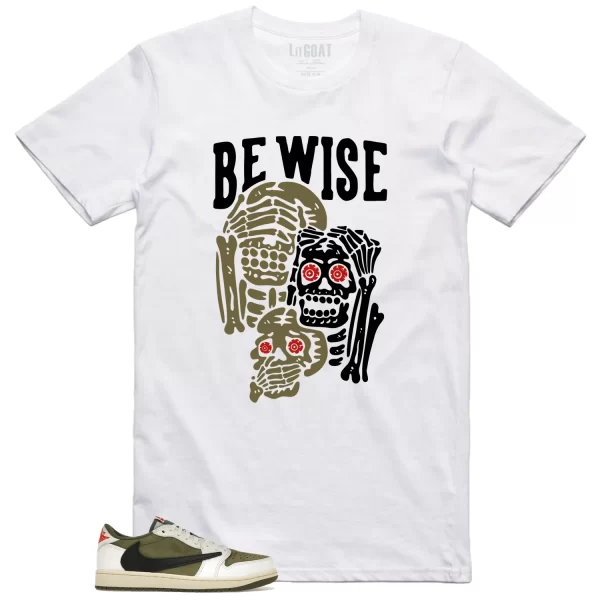 Jordan 1 Low x Travis Scott Medium Olive ‘Be Wise’ Matching Shirt DM7866-200 Jezsport.com