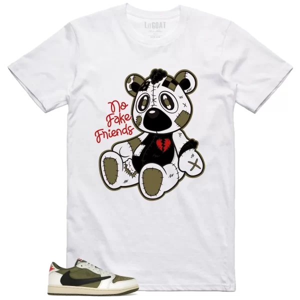 Fake Friends Tee for Jordan 1 Low x Travis Scott Medium Olive Fans DM7866-200 Jezsport.com