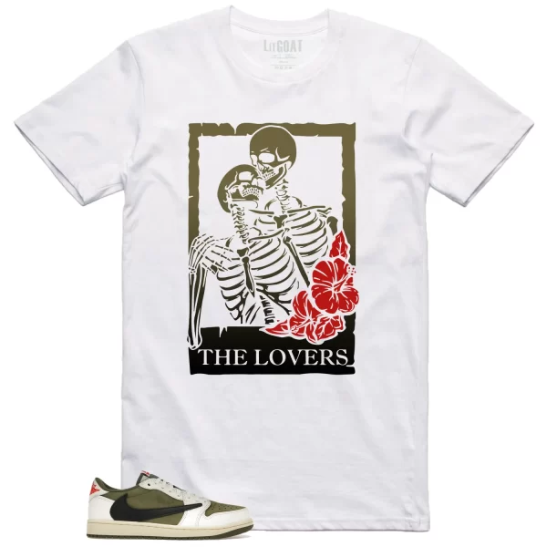 Lovers Tee for Jordan 1 Low x Travis Scott Medium Olive Sneakers DM7866-200 Jezsport.com