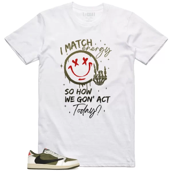 Jordan 1 Low x Travis Scott Medium Olive Matching Tee Shirt – Match Energy DM7866-200 Jezsport.com