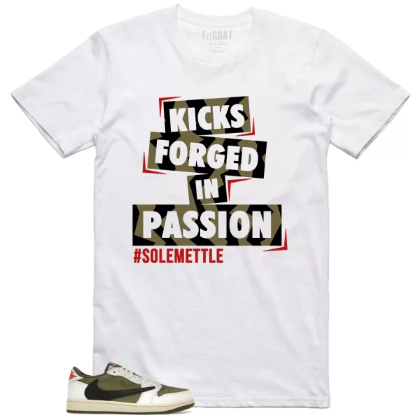 Passion Kicks Tee – Perfect Match for Jordan 1 Low x Travis Scott Medium Olive DM7866-200 Jezsport.com