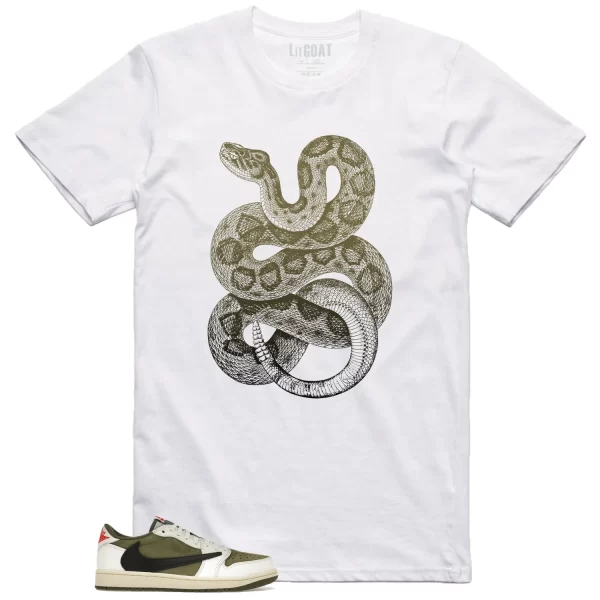 Python Snake Shirt for Jordan 1 Low x Travis Scott Medium Olive Sneaker DM7866-200 Jezsport.com