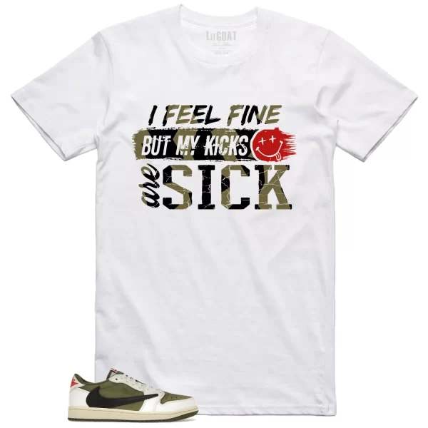 Jordan 1 Low x Travis Scott Medium Olive Match: Sick Kicks Shirt DM7866-200 Jezsport.com