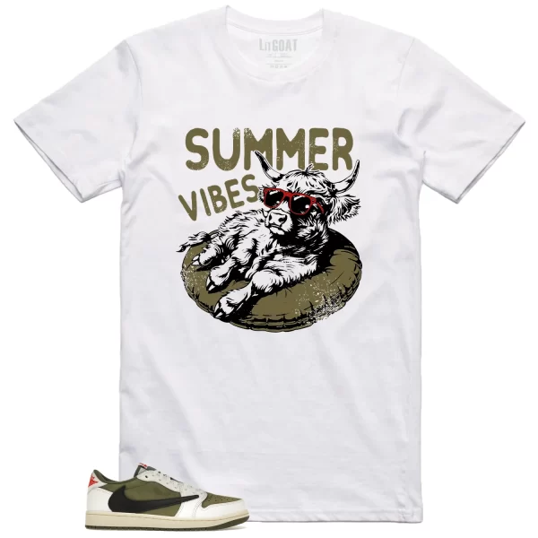 Summer Vibes Tee to Go with Jordan 1 Low x Travis Scott Medium Olive DM7866-200 Jezsport.com