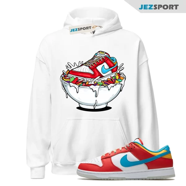 Fruity Pebbles Dunk Sneaker Match Hoodie White Fruity Pebbles Bowl, DH8009-600 Matching Sneaker Hoodie