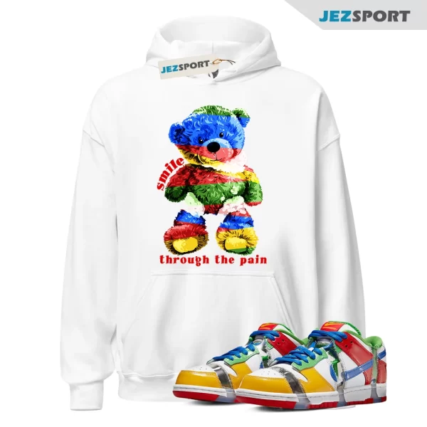 SMILE for Dunk Low SB Sandy Hyper Royal Green Red Multicolor Hoodie Match, FD8777-100 Matching Sneaker Hoodie