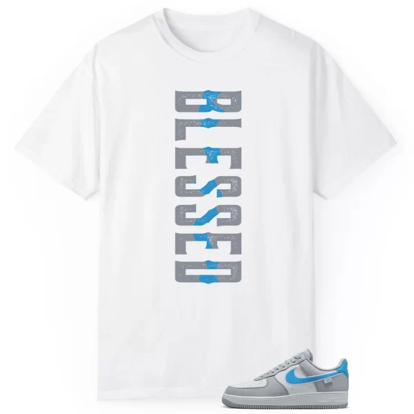 Blessed Tee | Air Force 1 Low '07 Next Nature Wolf Grey University Blue Match HM0721-001 Jezsport.com