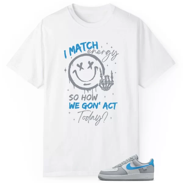 Air Force 1 Low '07 Next Nature Wolf Grey University Blue Matching Tee Shirt – Match Energy HM0721-001 Jezsport.com