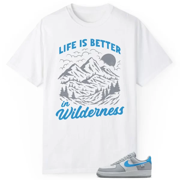 Wilderness Tee – Perfect with Air Force 1 Low '07 Next Nature Wolf Grey University Blue HM0721-001 Jezsport.com