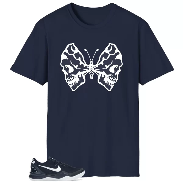 Butterfly Skulls Shirt for Kobe 8 Protro College Navy Fans HF9550-400 Jezsport.com