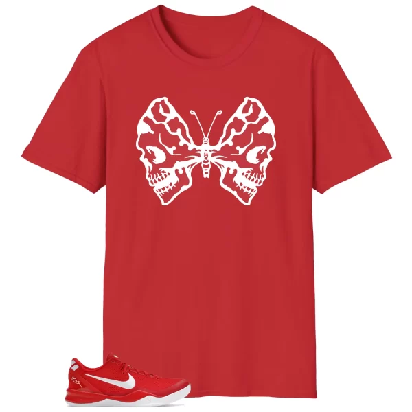 Butterfly Skulls Shirt for Kobe 8 Protro University Red Fans HF9550-600 Jezsport.com