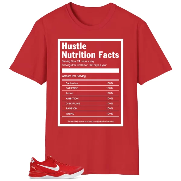 Hustle Facts: Motivational Graphic for Kobe 8 Protro University Red HF9550-600 Jezsport.com