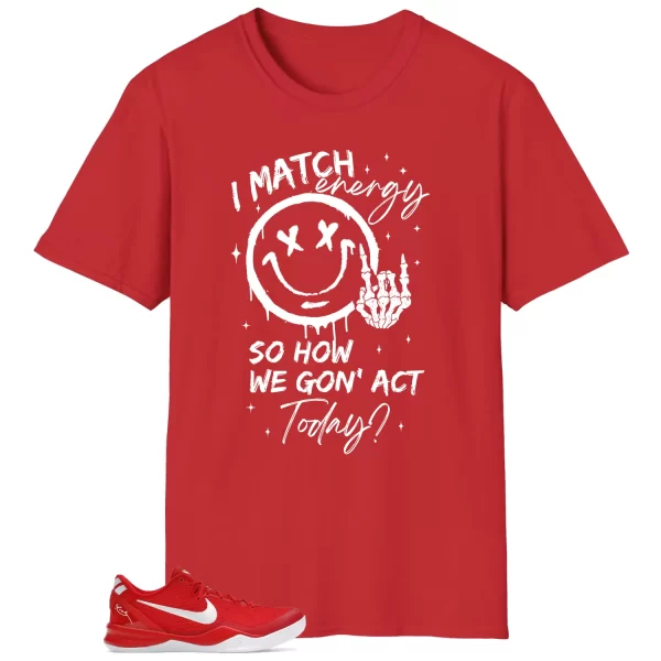 Kobe 8 Protro University Red Matching Tee Shirt – Match Energy HF9550-600 Jezsport.com