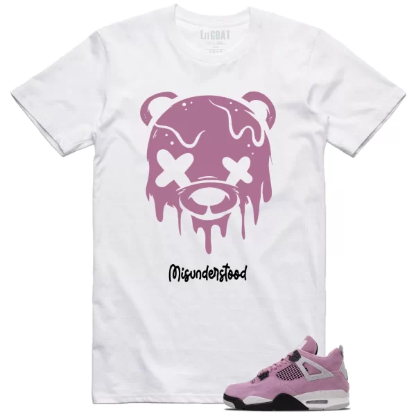 WMNS Air Jordan 4 Retro Orchid Matching Tee – Drippy Bear Graphic AQ9129-501 Jezsport.com