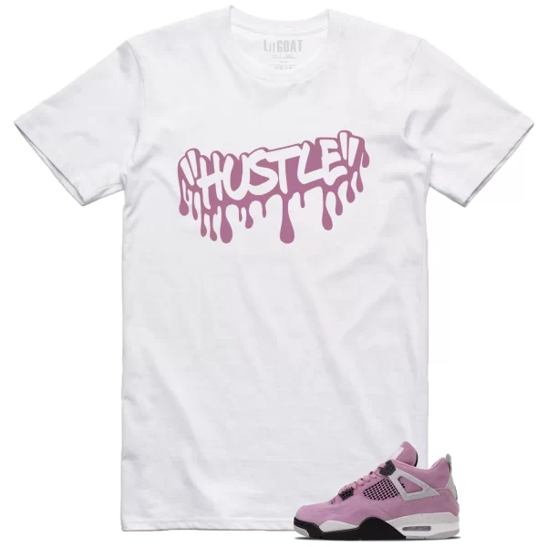 Hustle Drip Tee Matching WMNS Air Jordan 4 Retro Orchid AQ9129-501 Jezsport.com