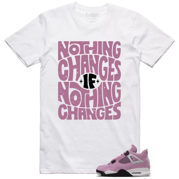 WMNS Air Jordan 4 Retro Orchid Style: Nothing Changes Tee AQ9129-501 Jezsport.com