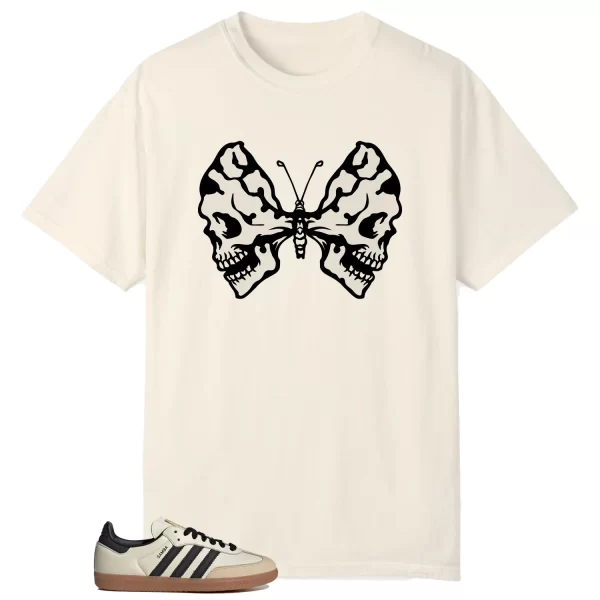 Butterfly Skulls Shirt for Samba OG Cream White Sand Strata Fans ID0478 Jezsport.com