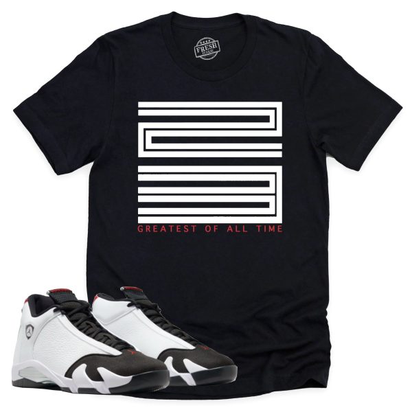 GOAT Shirt, Air Jordan 14 Black Toe Shirt Match Sneaker ,487471-160 Jezsport.com