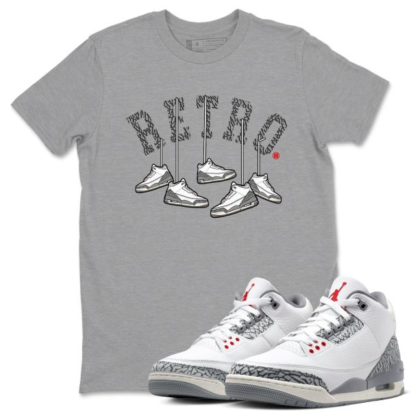 Hanging Casual Unisex Cotton Sneaker T-Shirt To Match 3 Retro Cement Grey 3s White Cement, CT8532-106 Jezsport.com