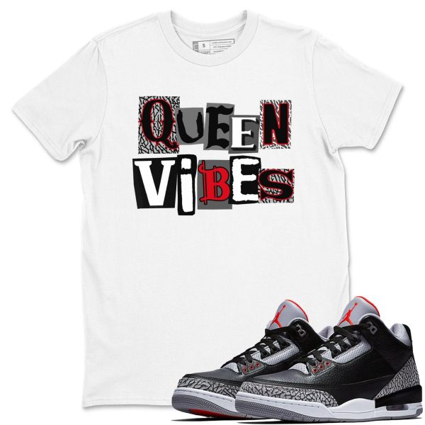 Queen Vibes Casual Unisex Cotton Sneaker T-Shirt To Match Retro 3 Black Cement, DN3707-010 Jezsport.com