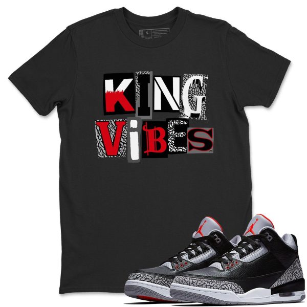 King Vibes Casual Unisex Cotton Sneaker T-Shirt To Match Retro 3 Black Cement, DN3707-010 Jezsport.com