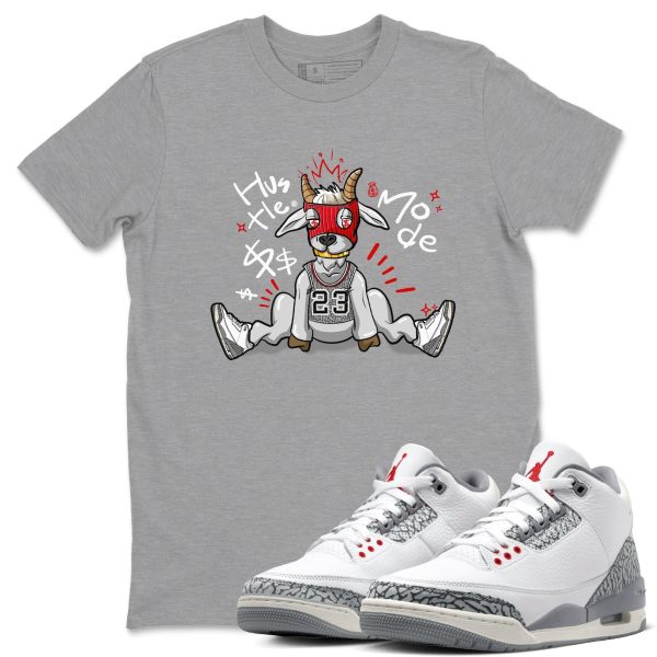 Hustle Goat Casual Unisex Cotton Sneaker T-Shirt To Match Retro 3 Cement Grey, CT8532-106 Jezsport.com