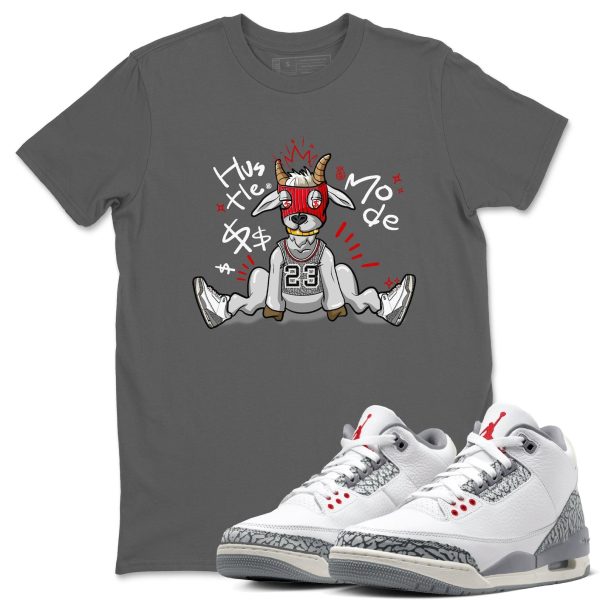 Hustle Goat Casual Unisex Cotton Sneaker T-Shirt To Match Retro 3 Cement Grey, CT8532-106 Jezsport.com