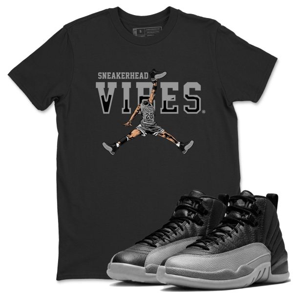 Sneakerhead Vibes Unisex Crew Neck T-Shirt To Match 12 Retro Black Wolf Grey, CT8013-010 Jezsport.com