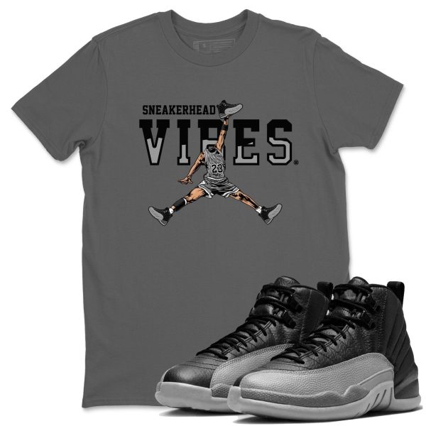 Sneakerhead Vibes Unisex Crew Neck T-Shirt To Match 12 Retro Black Wolf Grey, CT8013-010 Jezsport.com