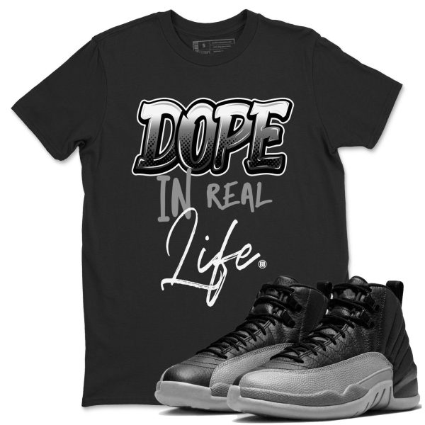 Dope In Real Life Unisex Crew Neck Sneaker Matching Tee Shirt To Match 12 Retro Barons Black Wolf Grey, CT8013-010 Jezsport.com