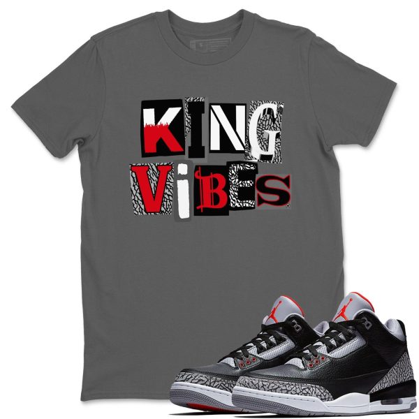 King Vibes Casual Unisex Cotton Sneaker T-Shirt To Match Retro 3 Black Cement, DN3707-010 Jezsport.com