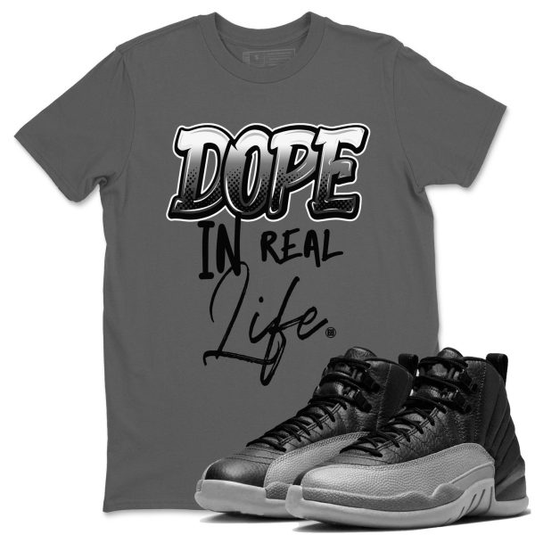 Dope In Real Life Unisex Crew Neck Sneaker Matching Tee Shirt To Match 12 Retro Barons Black Wolf Grey, CT8013-010 Jezsport.com