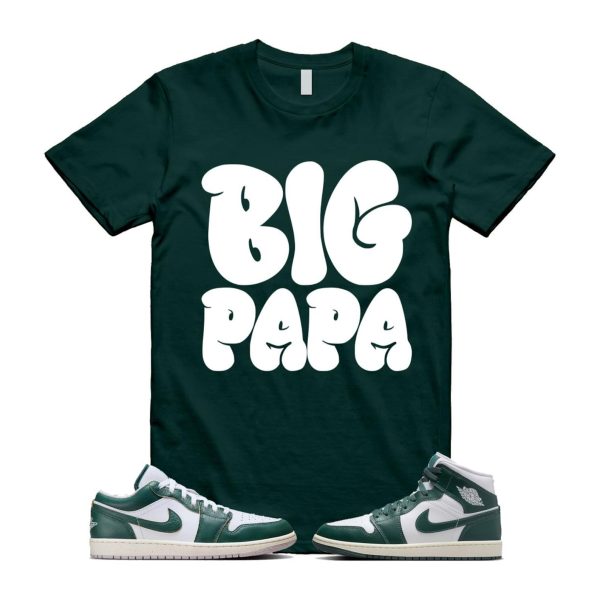 1 Oxidized Green White Sail Mid Low T Shirt Match PAPA ,Fq7687-300 / BQ6472-133 Jezsport.com