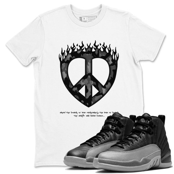 Love Peace Unisex Shirts To Match Jordans 12s Retro Black Wolf Grey, CT8013-010 Jezsport.com