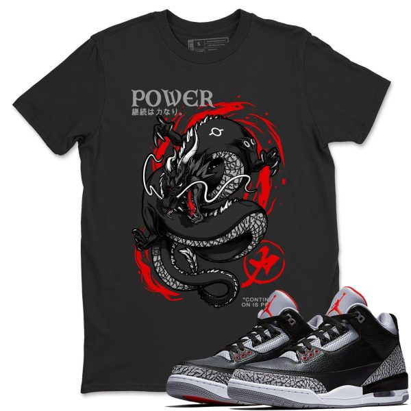 Dragon Power T shirts to match sneakers AJ3 Black Cement, DN3707-010 Jezsport.com