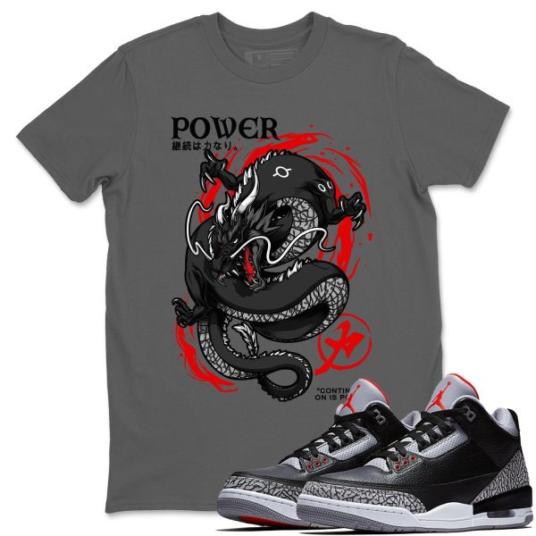 Dragon Power T shirts to match sneakers AJ3 Black Cement, DN3707-010 Jezsport.com